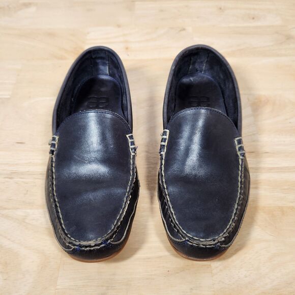 Allen Edmonds Men's Sz 8.5 Interstate 90 Navy Blue Leather Slip On Loafer Shoes - Picture 4 of 11